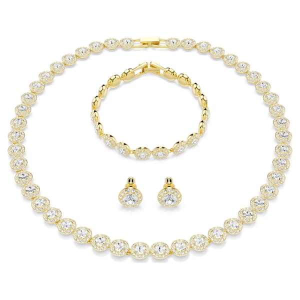 Swarovski smykkesett Una Angelic set Set (3), Round cut, White, Gold-tone plated - 5750619